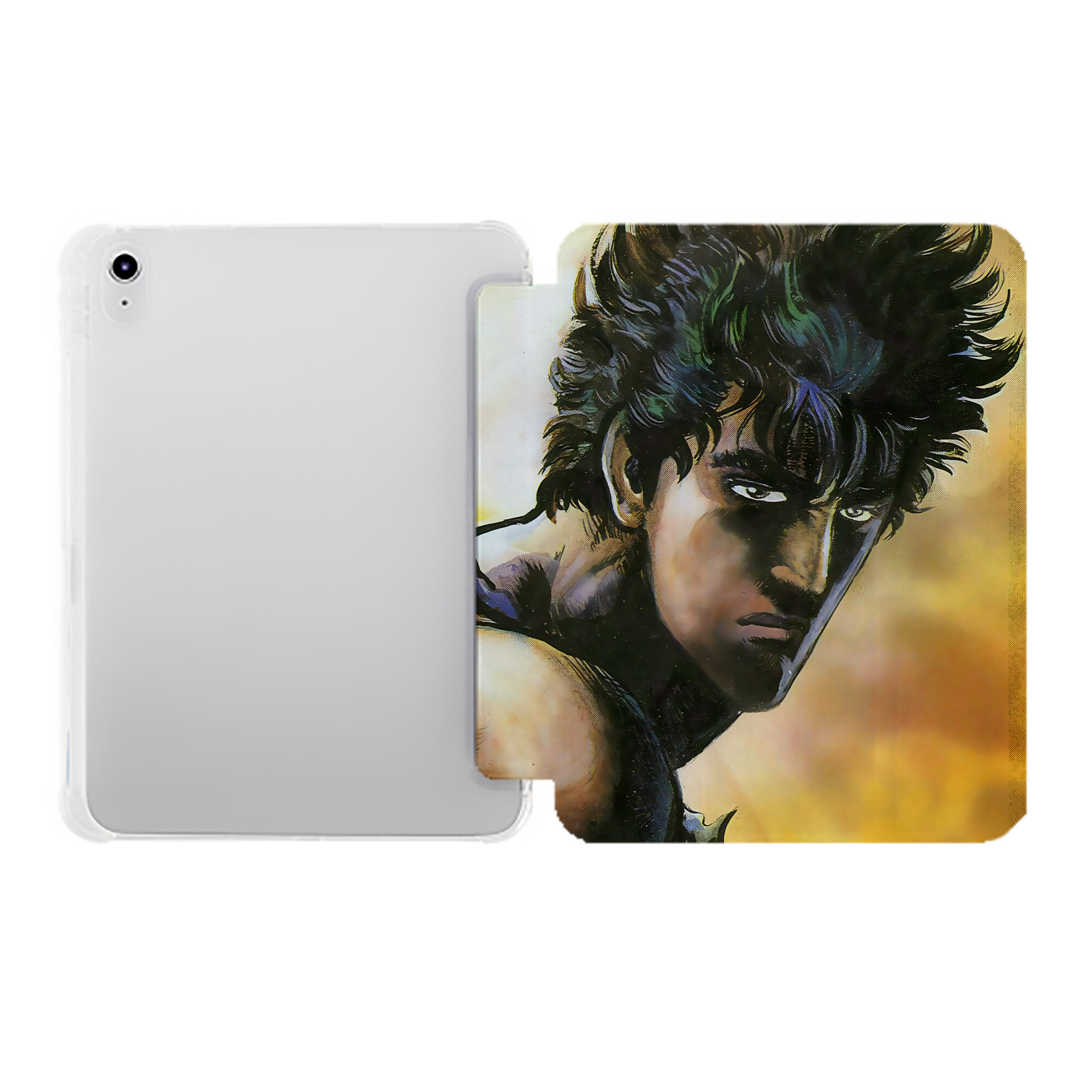 （画像用） 北斗の拳 Fist of the North Star IPad ケース ペン収納付き 三つ折りスタンド PUレザー×シリコン 対応機種9.5/10.5/10.9インチ